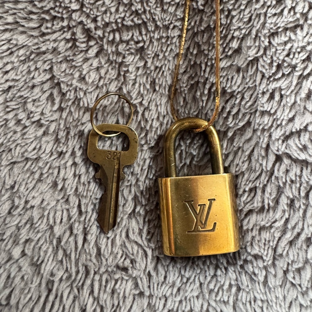 Louis Vuitton #321 Gold Padlock with Key on a Gold chain